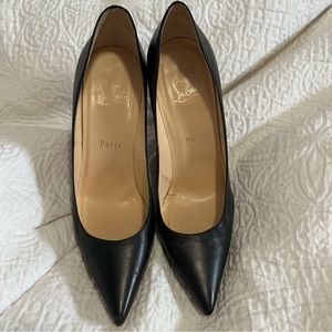 Pigalle Follies Leather 100mm Red Sole High-Heel Pumps, Black